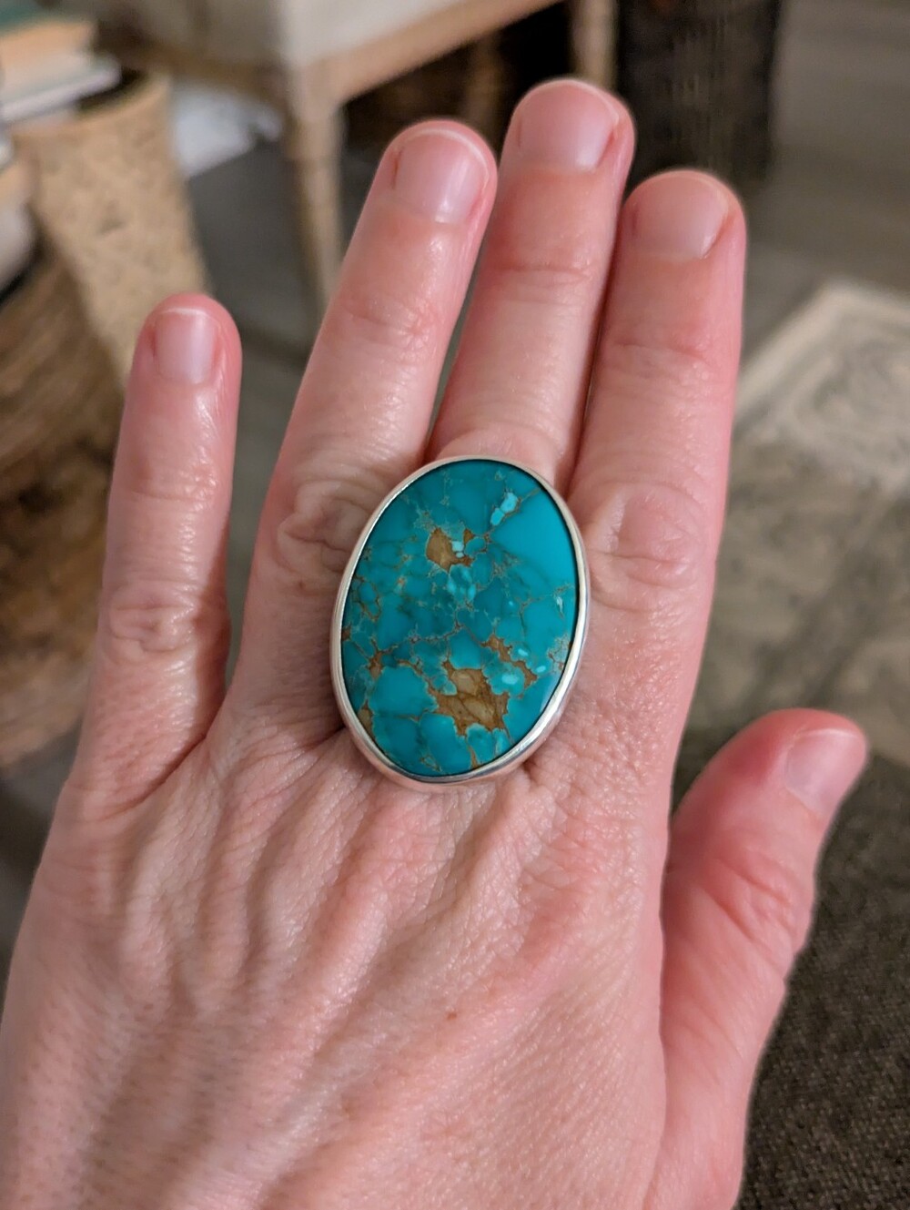 Royston Turquoise Statement Ring - Sterling Silver - Picture 3 of 5